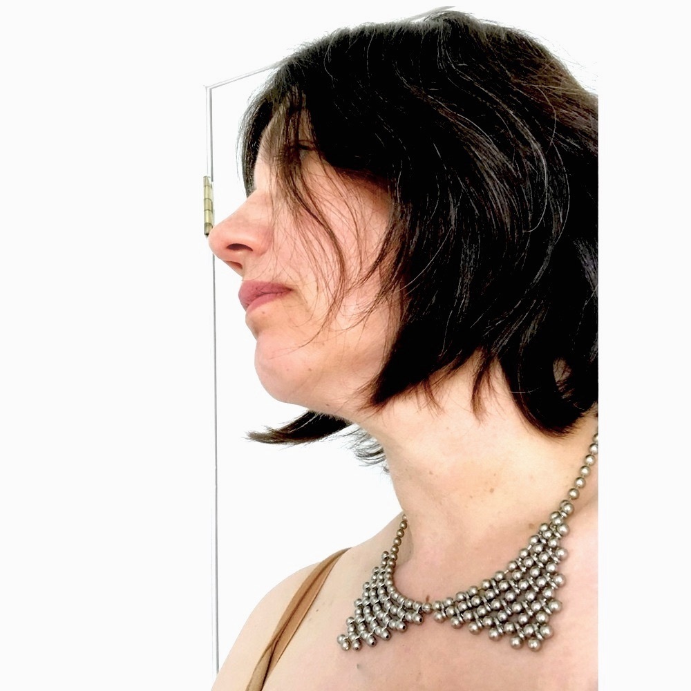 ALYNNE LAVIGNE Signed Double Bib Necklace RHODIUM